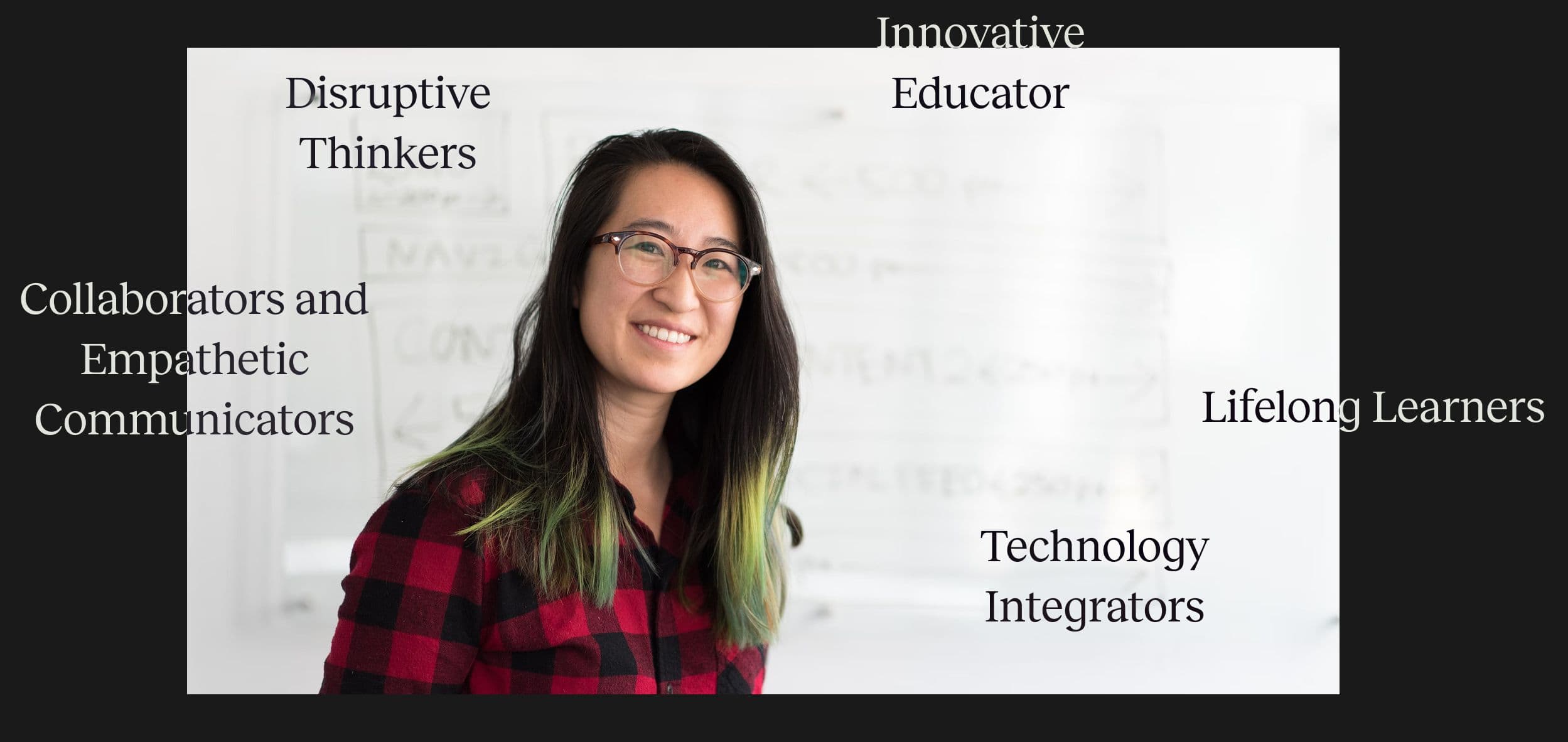 Female educator wearing glasses