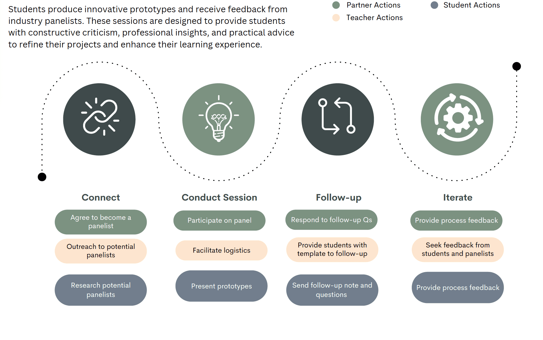 graphic of professionalizing experiences for feedback sessions